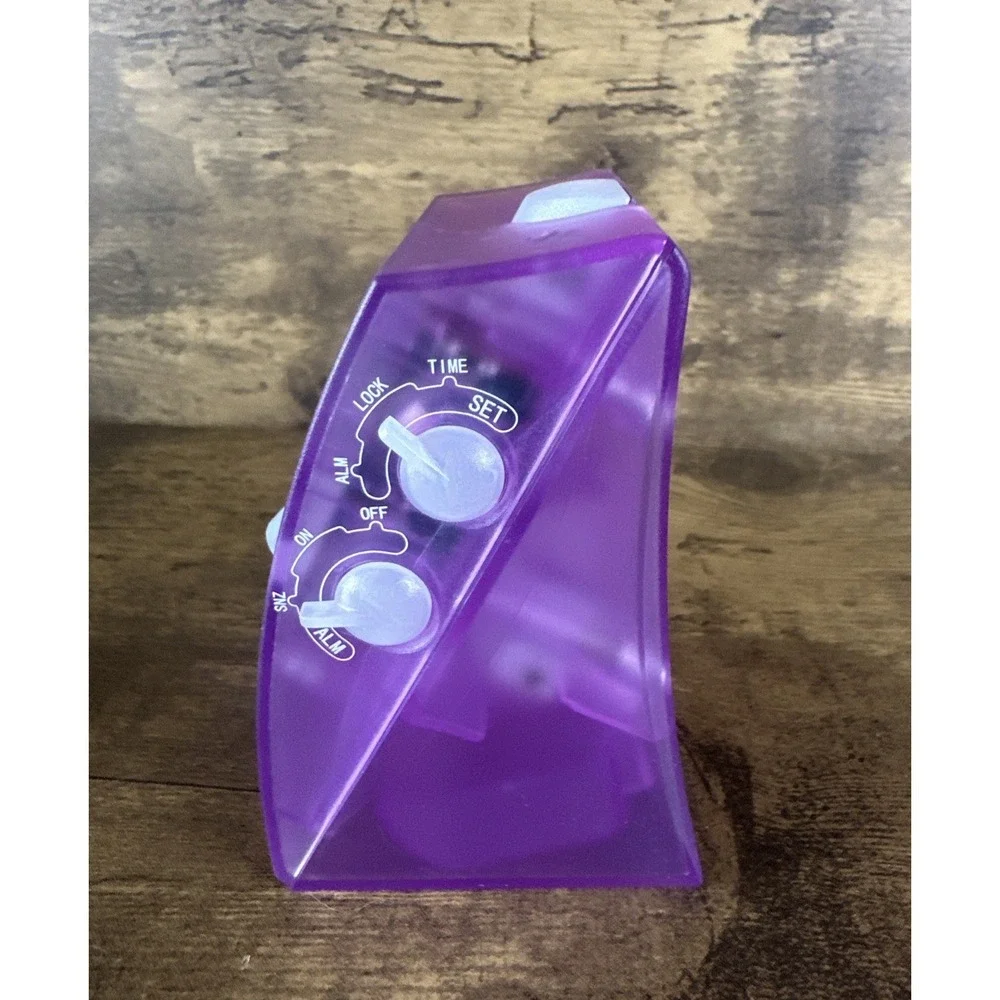 Vintage Purple See Through Pharmaceutical Desk Clock Tested And Working Clean